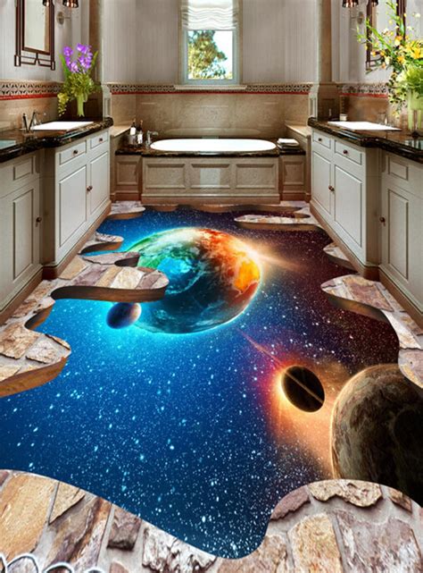 3D Planet Space F531 Floor Wallpaper Murals Self-Adhesive | Etsy ...