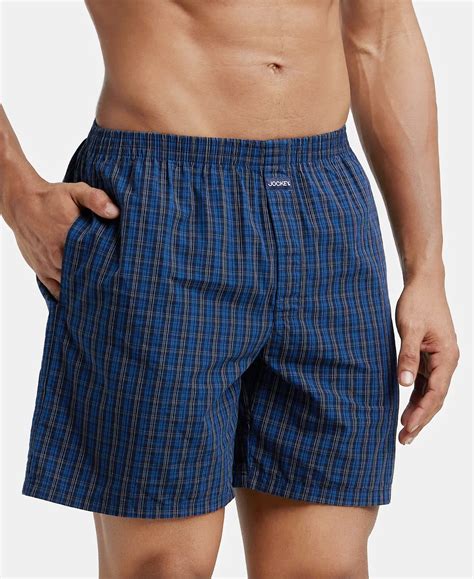 Buy Super Combed Mercerized Cotton Woven Checkered Boxer Shorts with ...