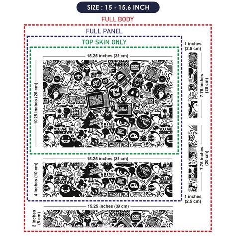 Shop Zombies Black White Doodle Art Laptop Skin | Buy Online Now ...