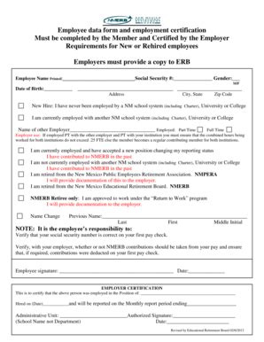 Fillable Online nmerb NMERB Employer Data Form - Educational Retirement ...