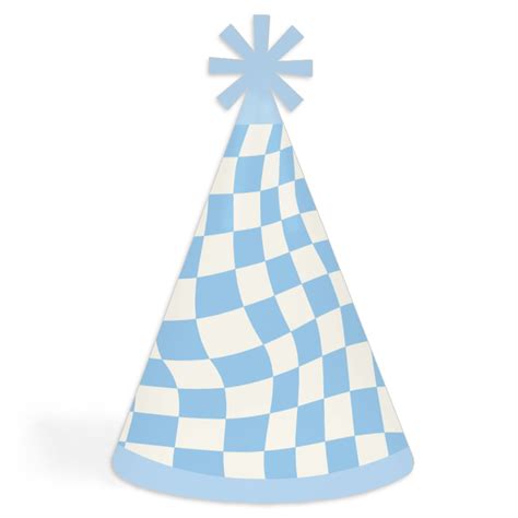 Big Dot of Happiness Blue Checkered Party - Cone Happy Birthday Party ...