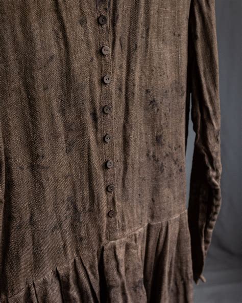 Naturally dyed linen dress POEM. Linen womens clothing flax | Etsy