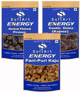 Soft Art Dry fruits combo of Prunes,Khajoor,Pani Puri Kaju (100g Each ...
