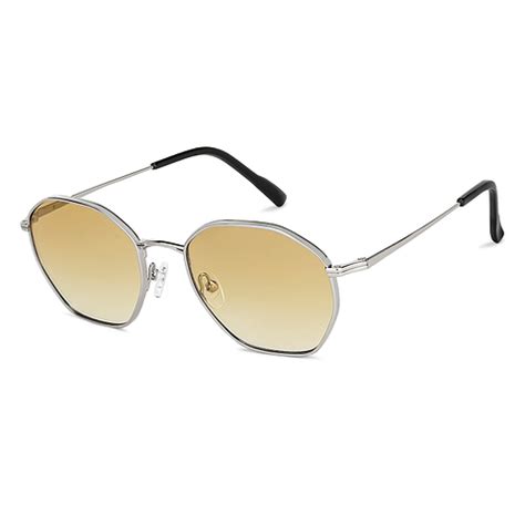 Buy Silver Brown Gradient Full Rim Hexagonal John Jacobs JJ Tints JJ ...