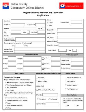 Fillable Online dcccd Project onramp patient care technician ...