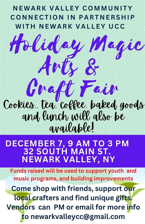 Holiday Magic Craft Fair and Bake Sale, 32 South Main St, Newark Valley ...