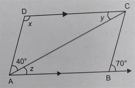 Find the values of x,y and z from the given parallelogram. - Brainly.in