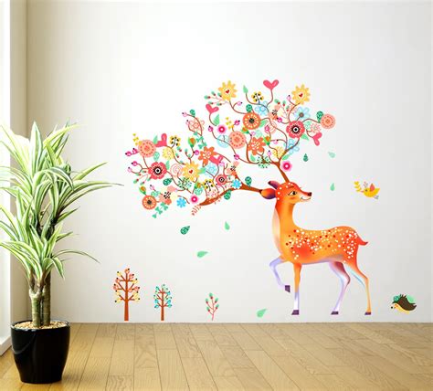 Buy Wallstick ' Deer ' Wall Sticker (Vinyl, 110 cm x 90cm, Multicolor ...