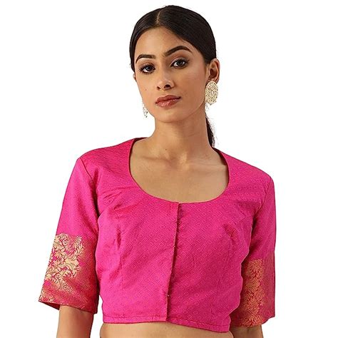 Women's Pink Silk Brocade Polyester Blouse (Design 2574) – Studio Shringaar