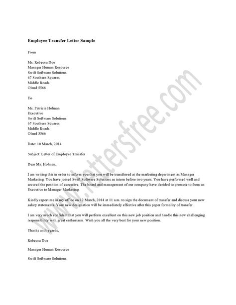 Image result for Work Transfer Letter Sample