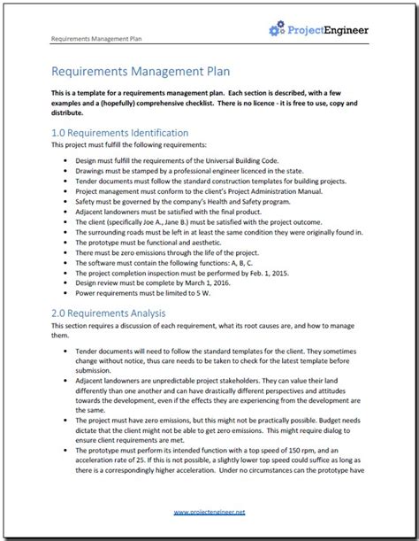 Image result for Requirements Management Plan Example