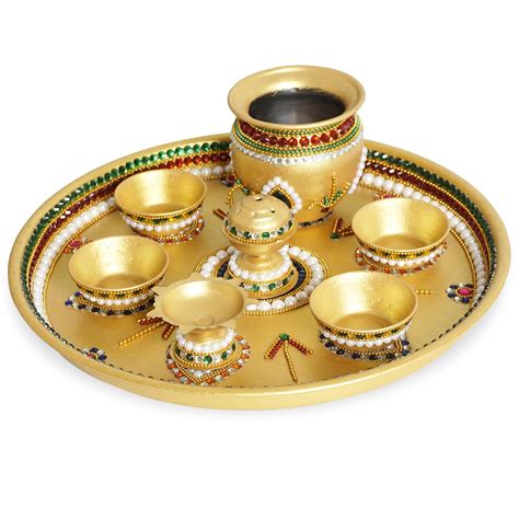 ArtistryBloom Decorative Steel Pooja thali Set for Mandir/Diwali/Rakhi ...