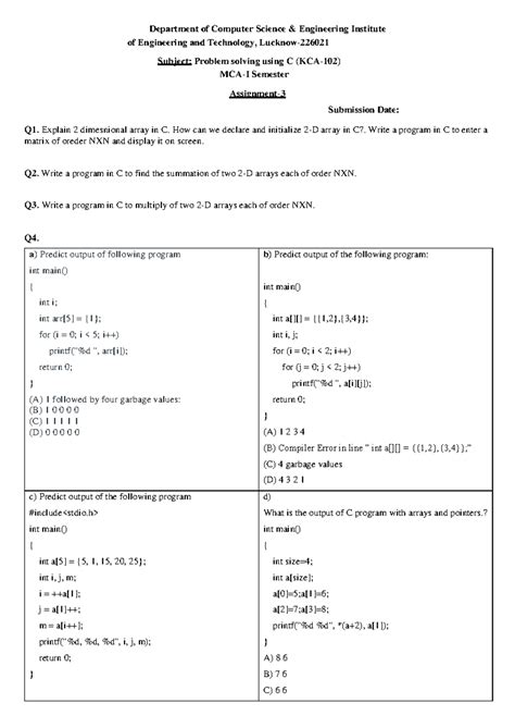 C language Assignment-3 - Department of Computer Science & Engineering ...