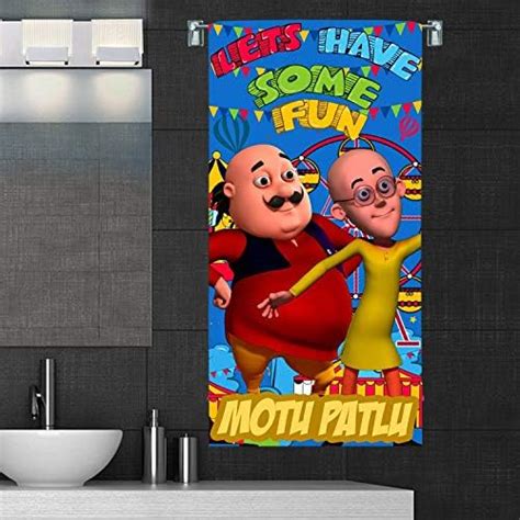 Sassoon Kid's Cotton Motu Patlu Towel (Blue, 58 x 116 cm) : Amazon.in ...