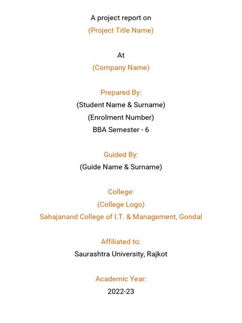 Image result for Project Report Format Example