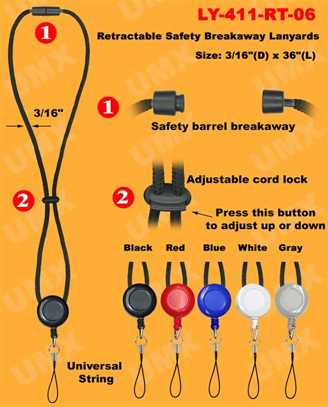 Retractable Universal String Breakaway Round Cord Lanyards ...