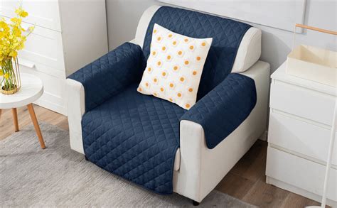 HOKIPO 3 Seater Quilted Polyester Sofa Cover Mat, 170x184 cm, Navy Blue ...
