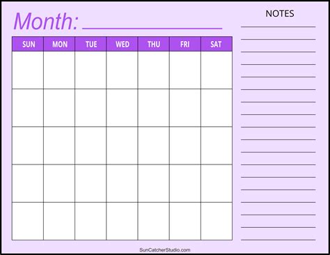 Month At A Glance Blank Calendar Template Example Calendar Printable