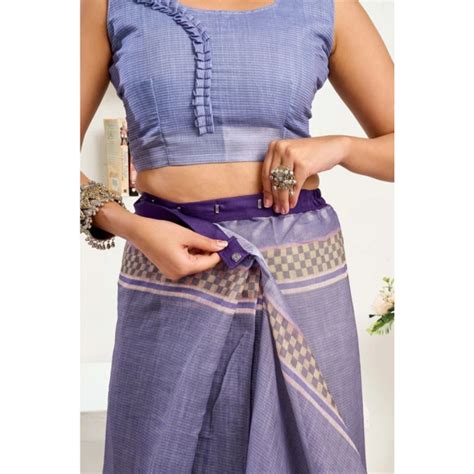 Generic Women's Linen Printed Ready to wear Saree With Unstitched ...