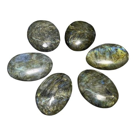 Labradorite Palm (6Pcs) – CrystalCaveIndia