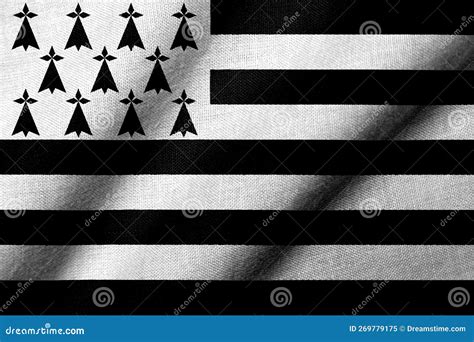 3D Flag of Brittany (Gwenn Ha Du) Waving Stock Illustration ...