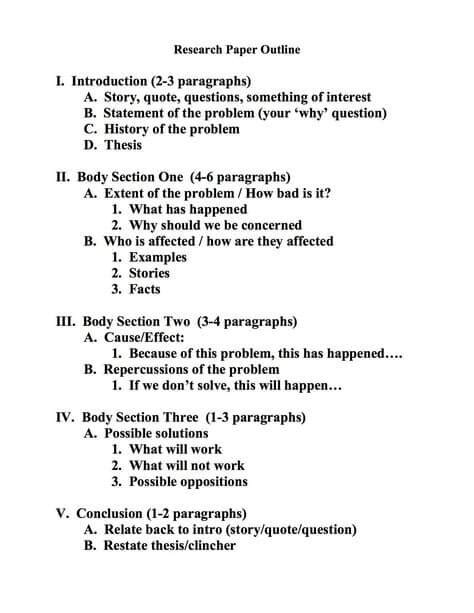 Image result for Research Paper Outline Format