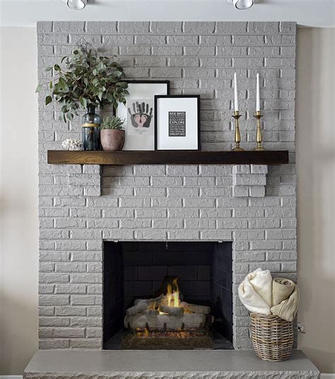 Modern Rustic Painted Brick Fireplaces Ideas 26 - toboto.net | Brick ...