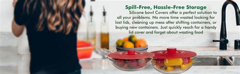 KARP Silicone Bowl Lids, Set of 5 Reusable Suction Seal Covers for ...