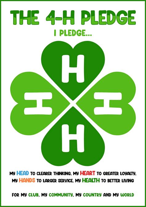 4-H Pledge Printable Posters | 4 h, 4 h club, Leadership skills