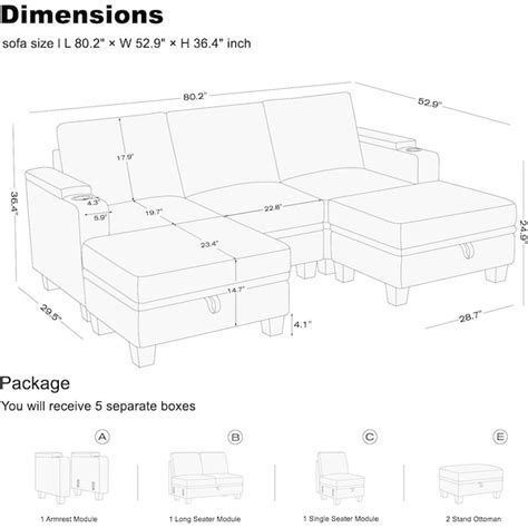 Belffin 5 Seater Modular Chenille Sofa in the Futons & Sofa Beds ...