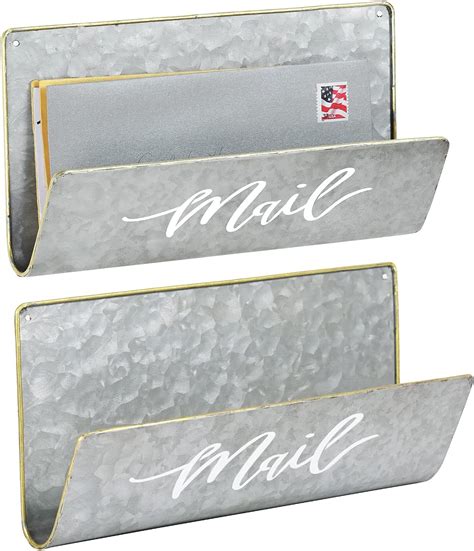MyGift Rustic Galvanized Metal Mail Organizer Rack - Set of India | Ubuy