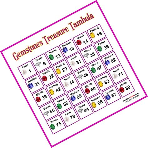 Buy Gemstone Crystal Treasure Theme tambola Tickets Bingo housie lotto ...
