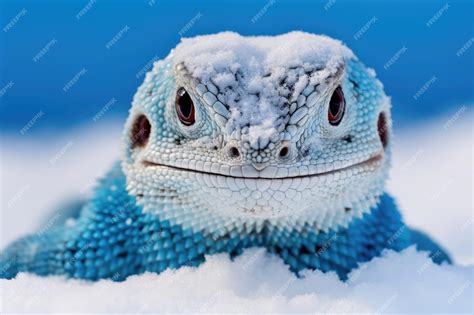 Premium AI Image | Arctic lizard in the snow closeup