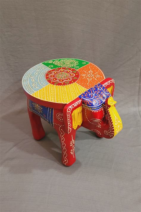 Wooden Elephant Stool Indian Handicrafts Home decor – Smris
