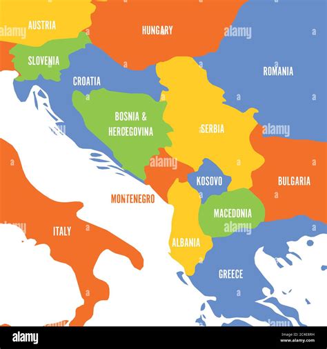 Political map of Balkans - States of Balkan Peninsula. Colorful vector illustration Stock Vector ...