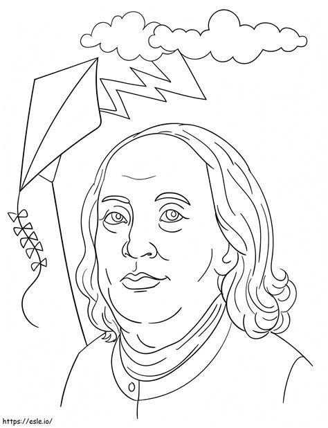 Benjamin Franklin Kite Coloring Page 1979 Panarizon Ben Franklin Kite