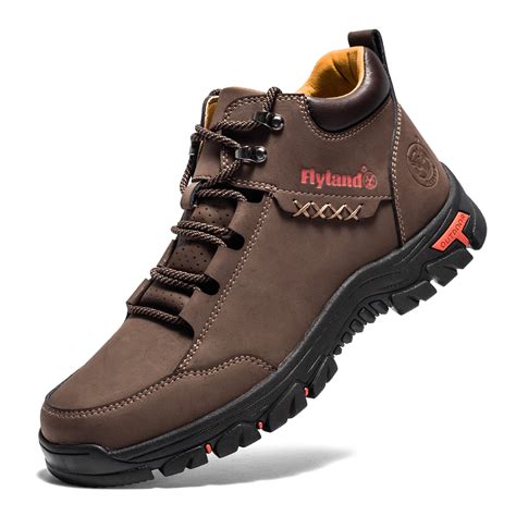 FLYLAND Men Hiking Shoes Waterproof Non-slip Sport Shoes Casual Leatehr ...