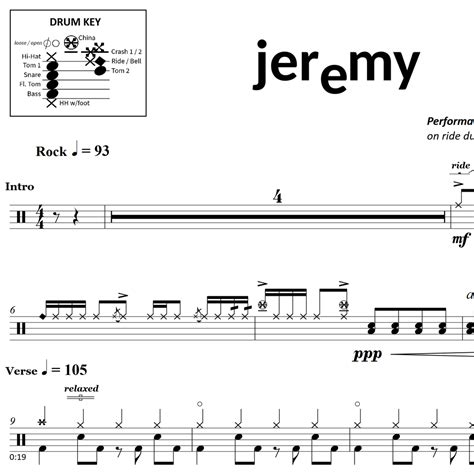 Jeremy - Pearl Jam - Drum Sheet Music
