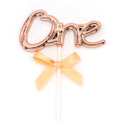 ONE Cake Topper with ribbon [Available in Pink/ Blue/ Golden/ Silver ...