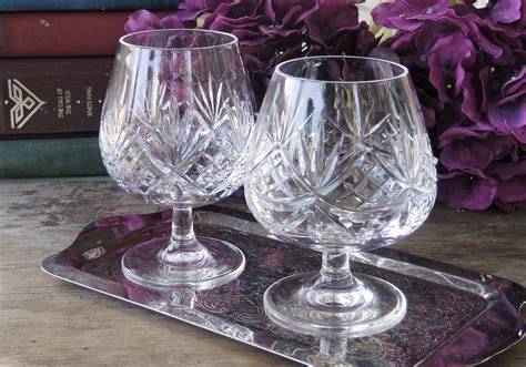 Mismatched Bevel Cut Crystal Brandy Snifters Glasses Set of 2 - Etsy