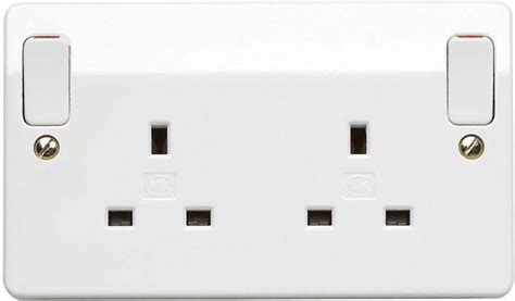 Mk(Electric) 13A 2 Gang DP Switched Socket with Outboard Rockers, India ...