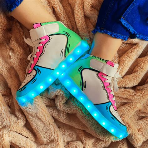 Light Me Up Sneakers - High Top (Color Block-Aqua) – The Quirky Naari