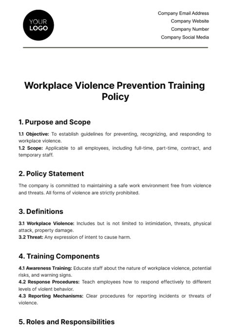 Workplace Violence Prevention Program Template - prntbl ...