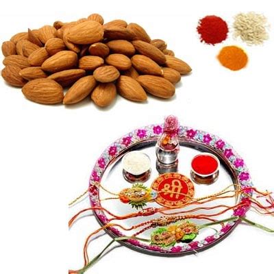 Send Rakhi Thali with Almonds Online in Kerala Same Day Delivery