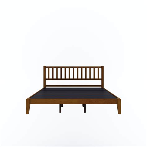 ESTRE Rohira Solid Rubber Wood King Size Bed in Walnut Color