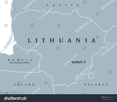 Lithuania Political Map Capital Vilnius National Stock Vector (Royalty Free) 587722262 ...