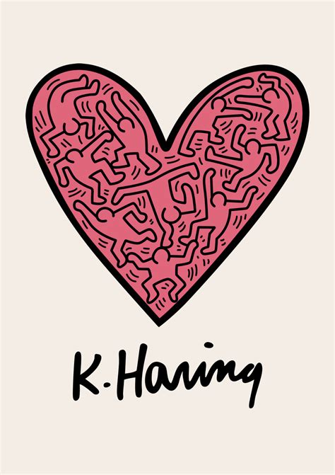 K. Haring Heart - Keith Haring kunstplakat | Citatplakat.dk | Keith ...