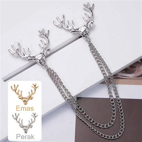 Jual Brooch Pin Deer Chain Emas Perak Lapel Pin Bros Lapel Pin Bros Jas ...