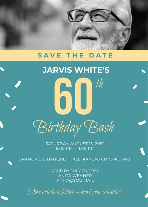 Free 60Th Birthday Invitation Templates, Editable and Printable