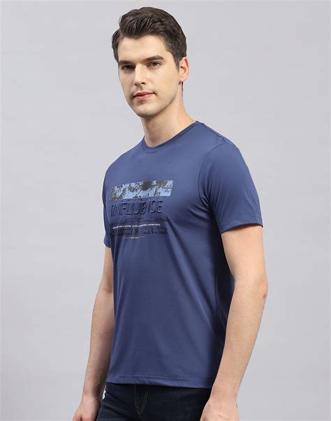 Buy Men Blue Printed Round Neck Half Sleeve T-Shirt Online in India ...